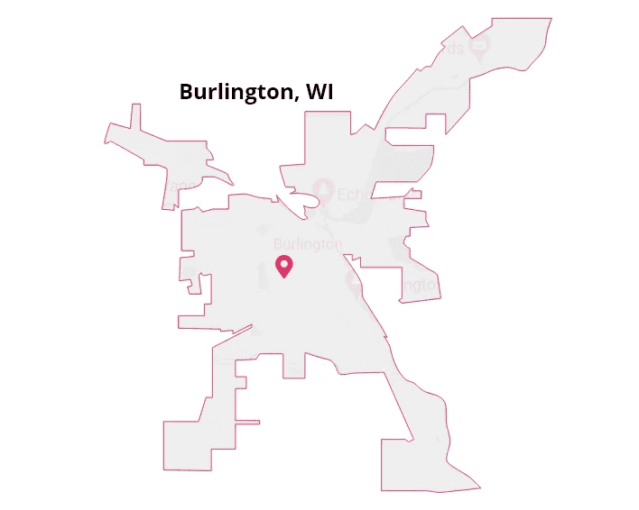 Map of the Burlington, WI service area